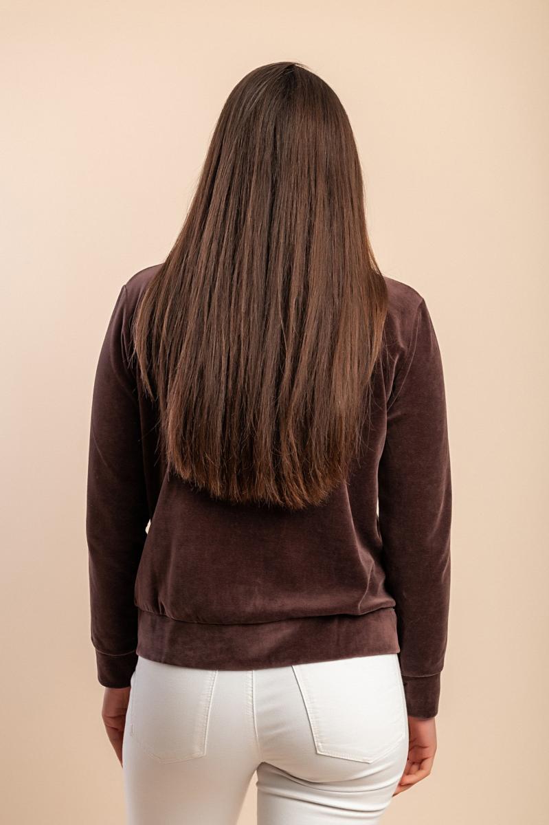 Cotton zip-up sweatshirt in imitation velvet