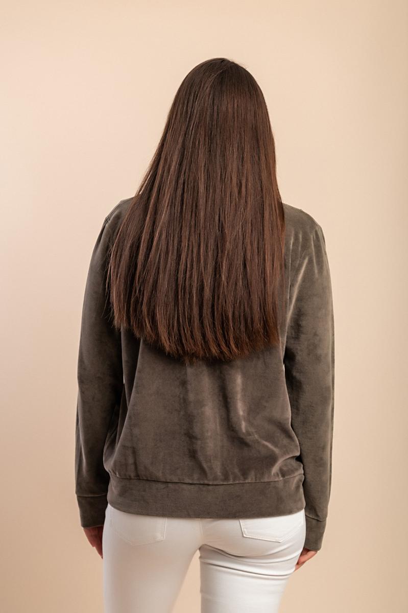 Felpa con zip in cotone effetto velluto