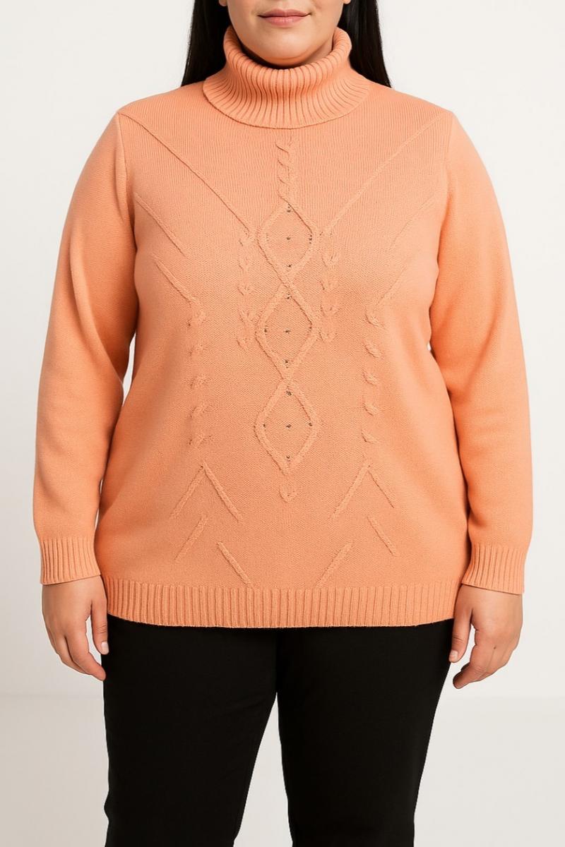 Plus size sweater with high collar