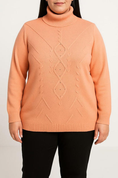 Plus size sweater with high collar
