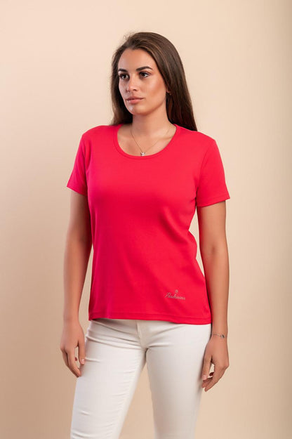 Baumwoll-T-Shirt mit Rundhalsausschnitt