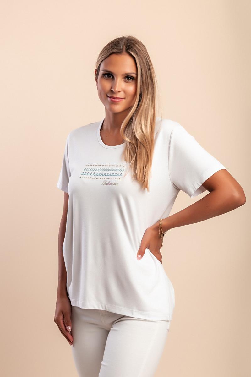 T-shirt com gola redonda