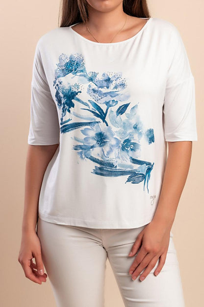 T-shirt z wiskozy w paski
