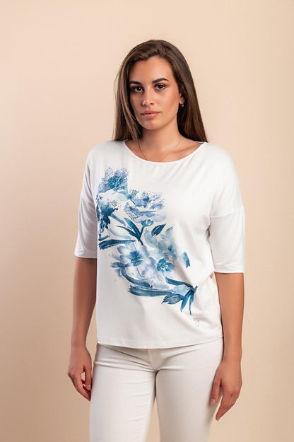 T-shirt z wiskozy w paski