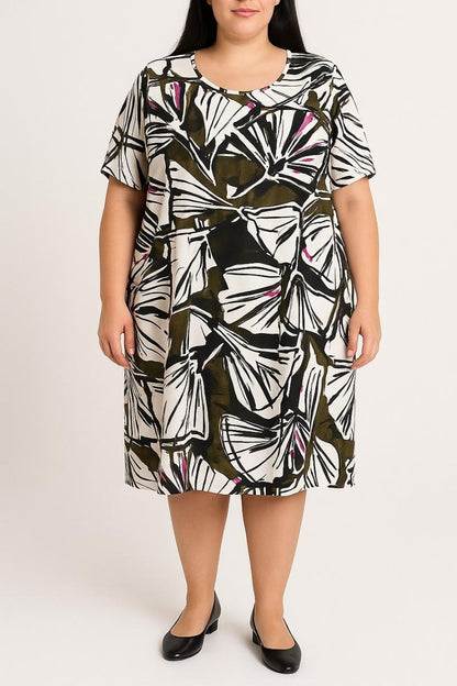 Rochie midi plus size cu imprimeu