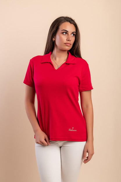 Cotton T-shirt with collar