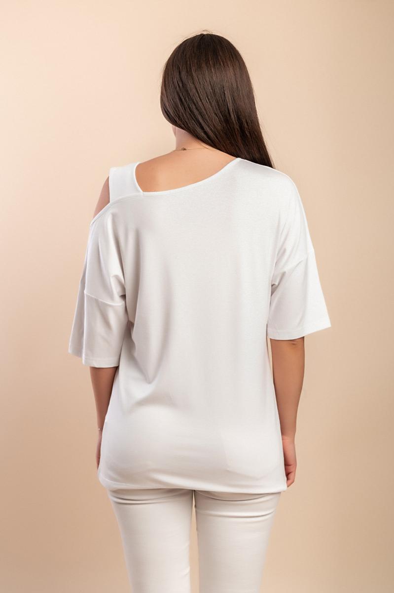 T-shirt with asymmetric neckline