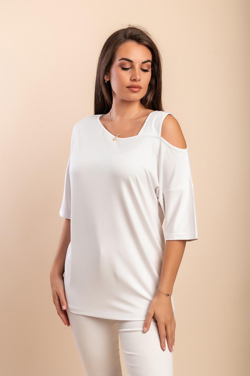 T-shirt with asymmetric neckline