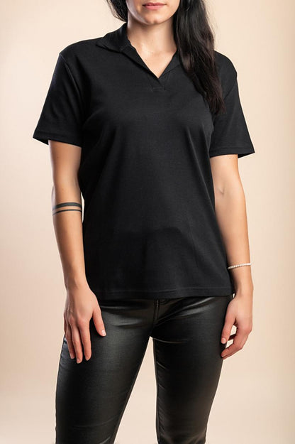 T-Shirt aus Baumwolle mit Kragen in großen Größen