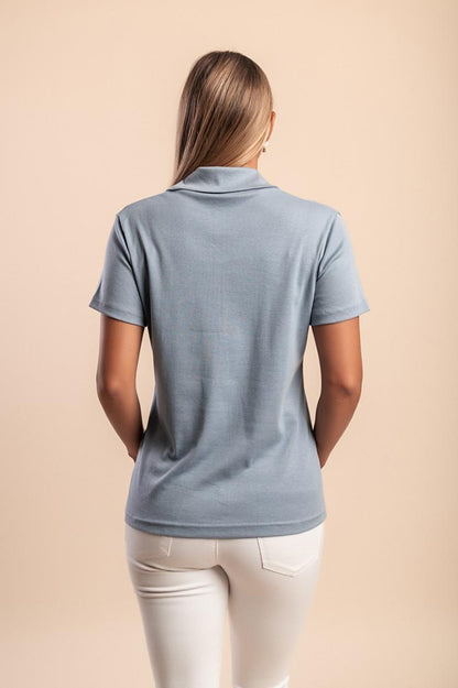 Bawełniany T-shirt z kołnierzykiem