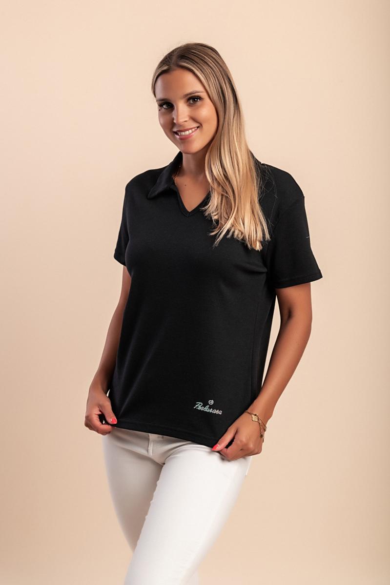 Tricou din bumbac cu guler