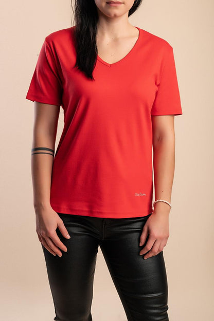 T-shirt in cotone con scollo a "V"