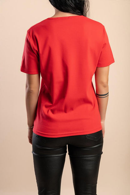T-shirt in cotone con scollo a "V"