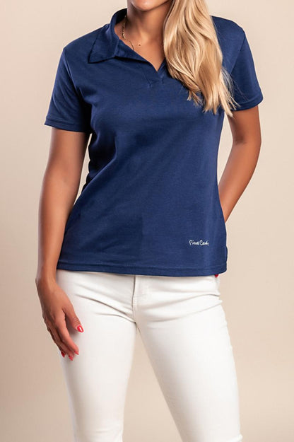 T-shirt de algodão com colarinho