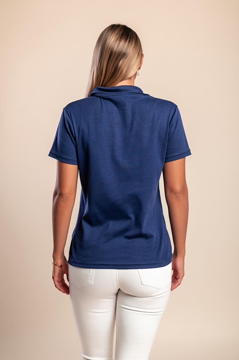 T-shirt de algodão com colarinho