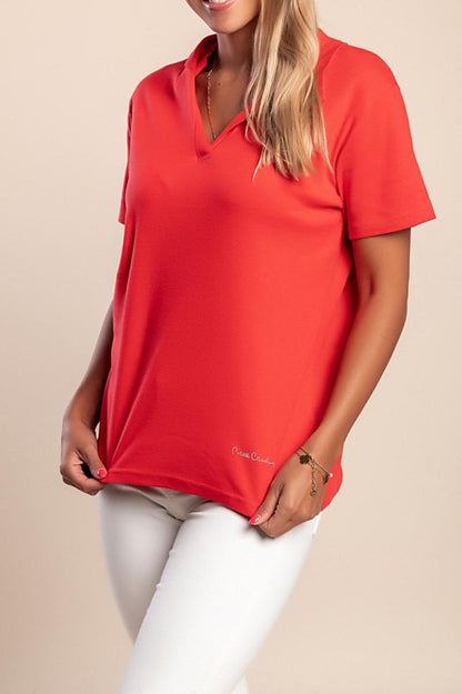 T-shirt in cotone con colletto