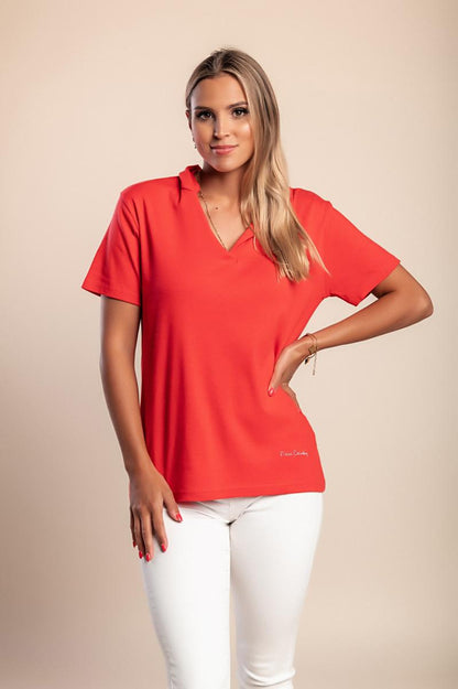 T-shirt in cotone con colletto