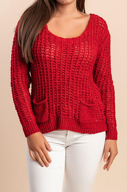 Dzianinowy sweter z kieszeniami