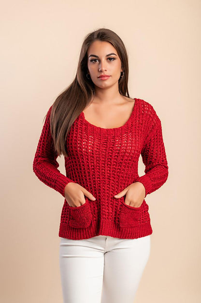 Dzianinowy sweter z kieszeniami