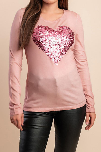 Cotton Top with decorative heart detail