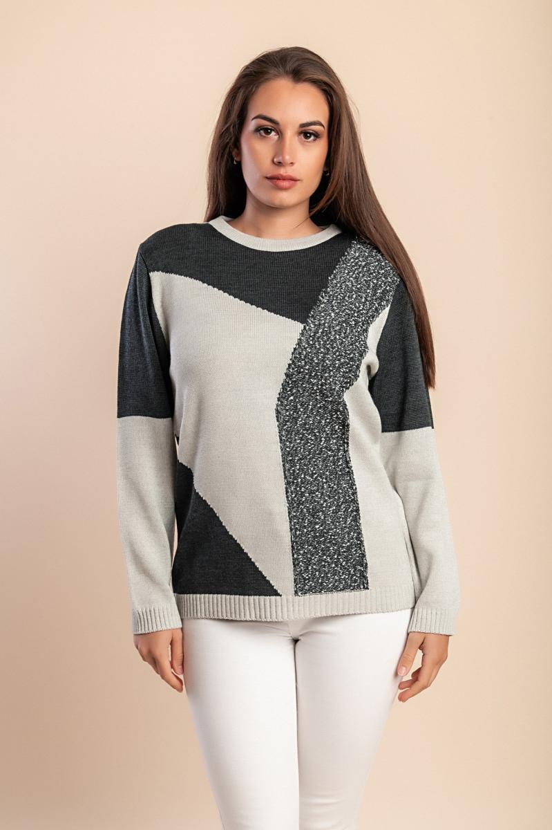 Wełniany sweter plus size z okrągłym dekoltem