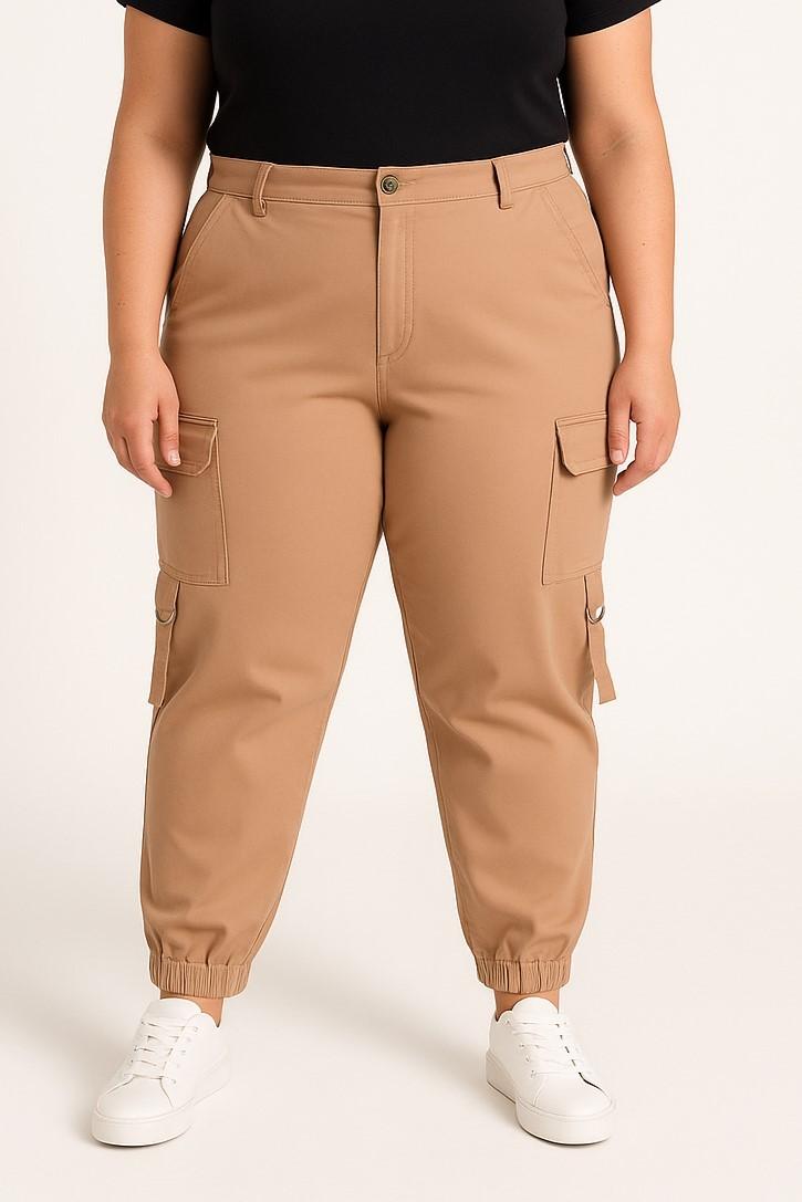 Plus size cotton pants with pockets