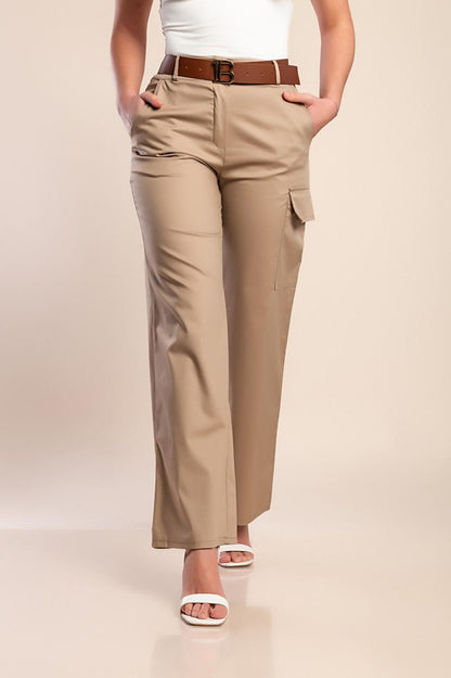 Pantaloni lunghi eleganti con cintura