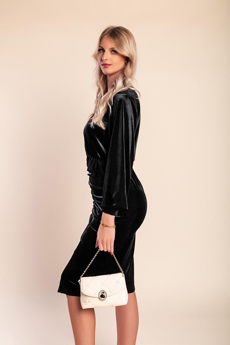 Faux velvet midi dress