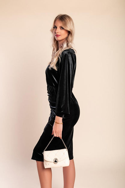 Faux velvet midi dress