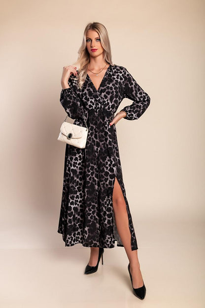 Long dress with leopard print