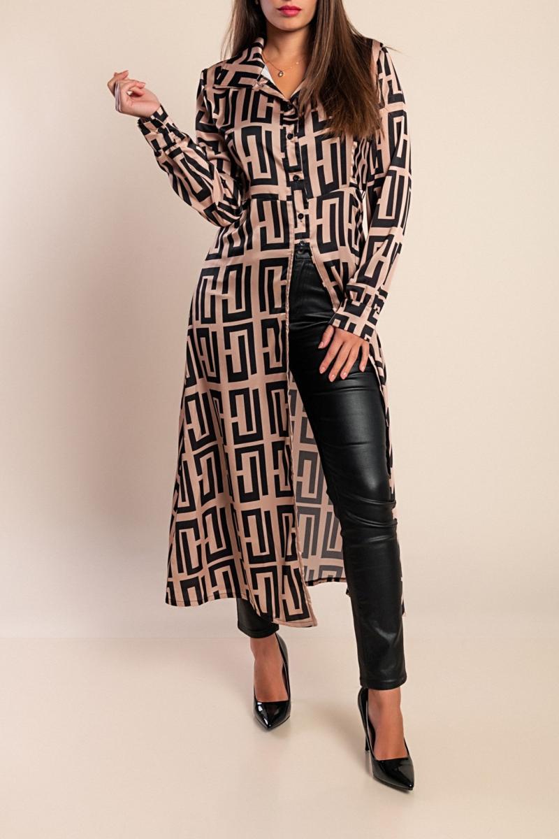 Elegant long shirt with geometric print
