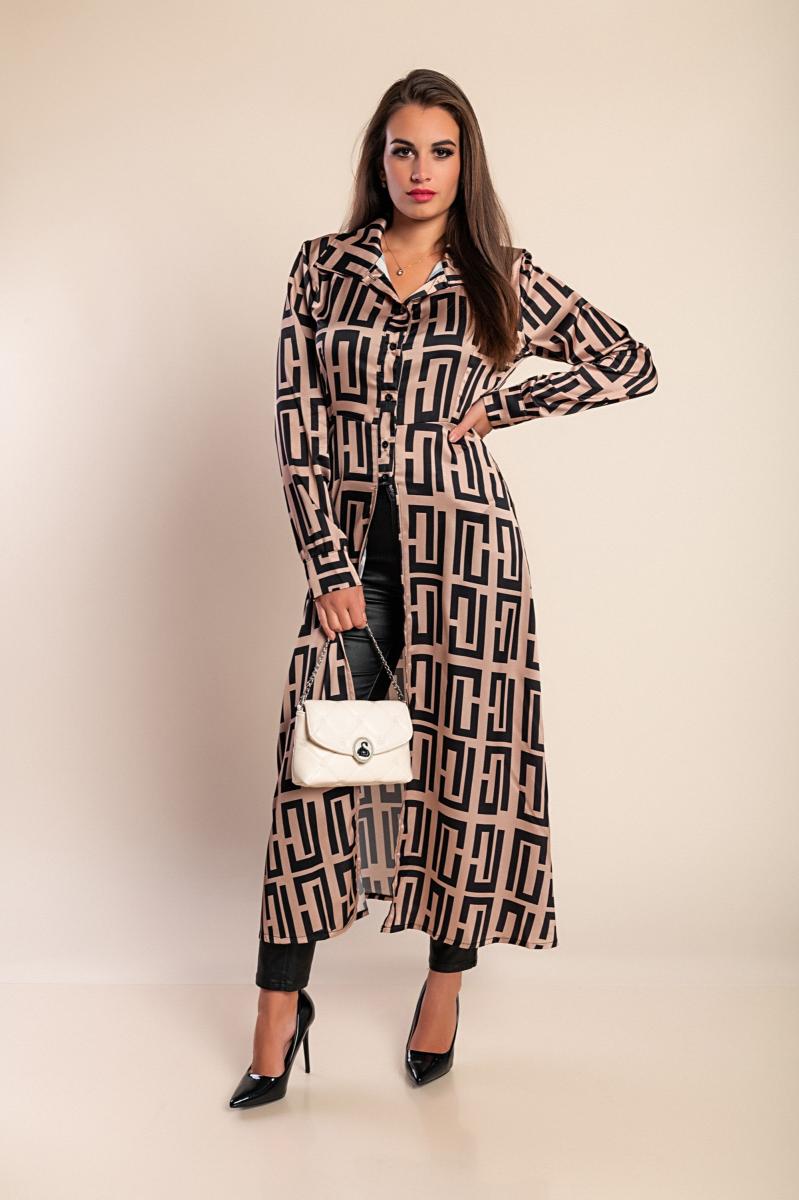 Elegant long shirt with geometric print