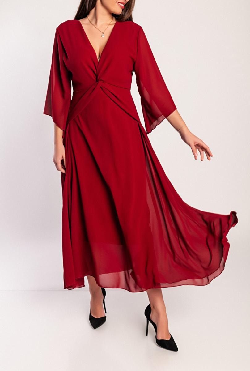 Long dress with V-neck