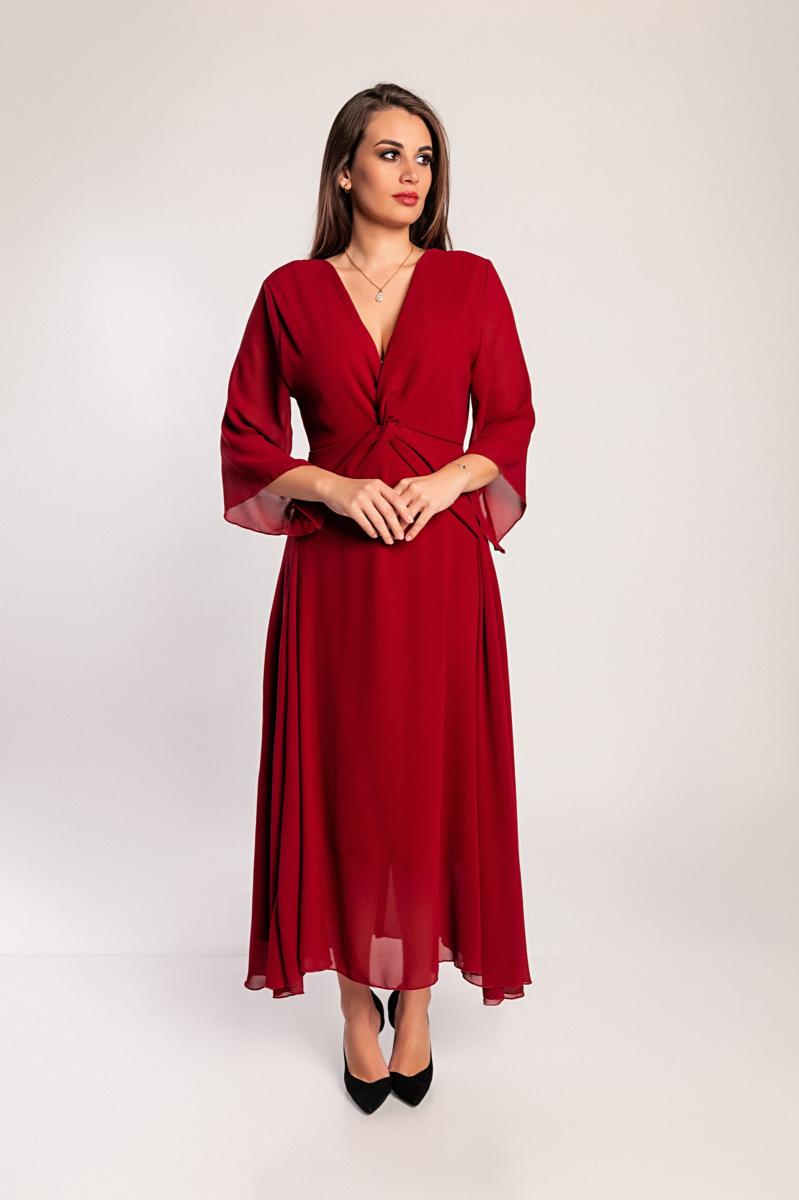 Long dress with V-neck