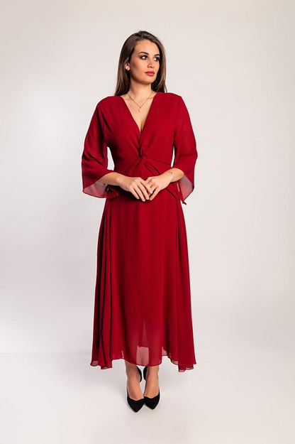 Long dress with V-neck