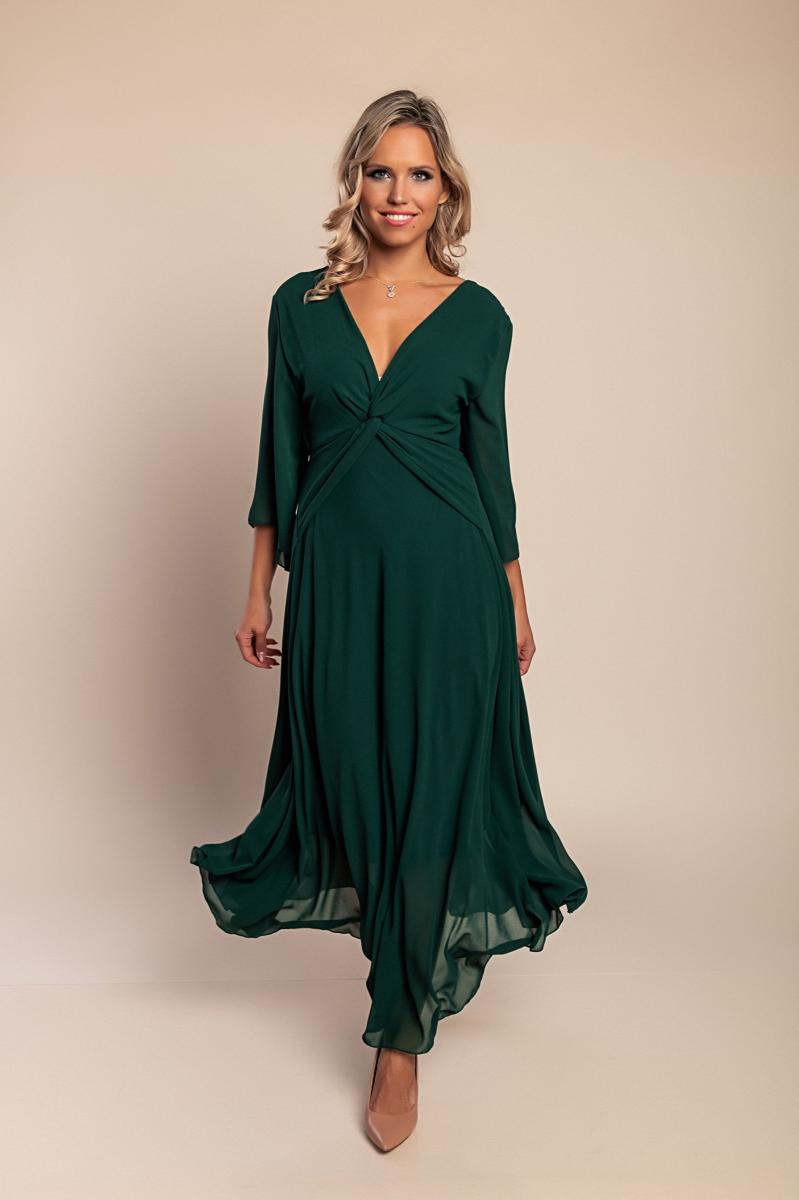 long v neck dress Floral V-Neck Long-Sleeve Dress