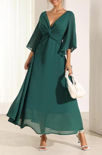 Vestido largo con escote en V