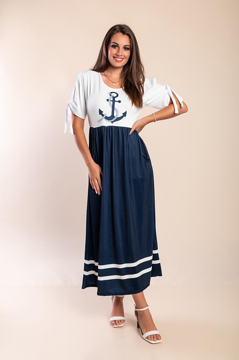 Rochie midi cu imprimeu ancoră