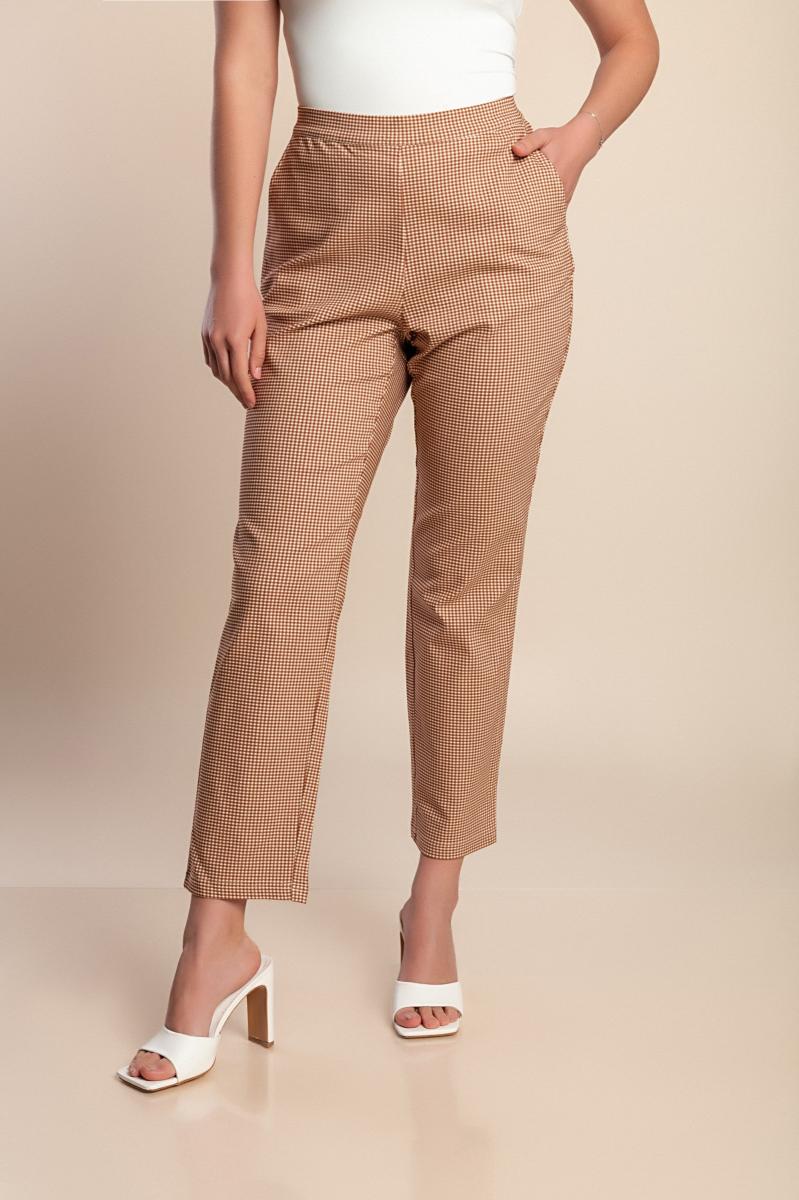 Plus size checked trousers
