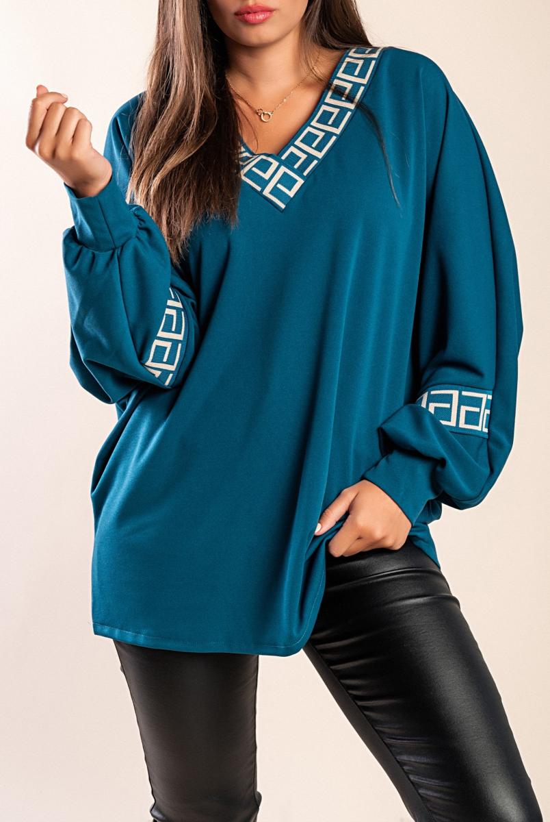 Top lejer cu imprimeu geometric