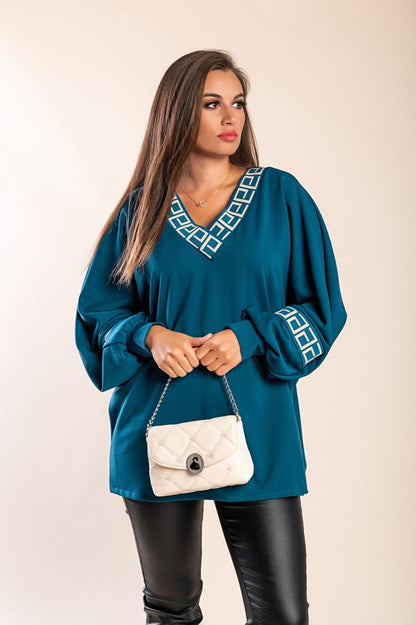Top lejer cu imprimeu geometric