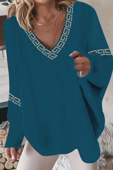 Top lejer cu imprimeu geometric