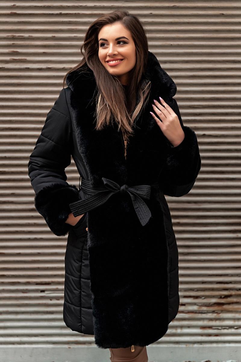 Padded jacket with faux fur