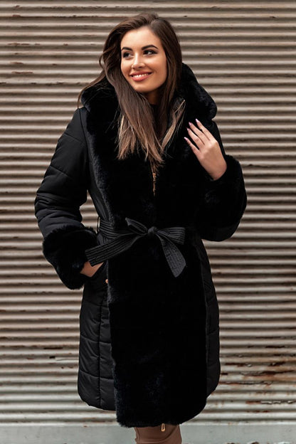 Padded jacket with faux fur