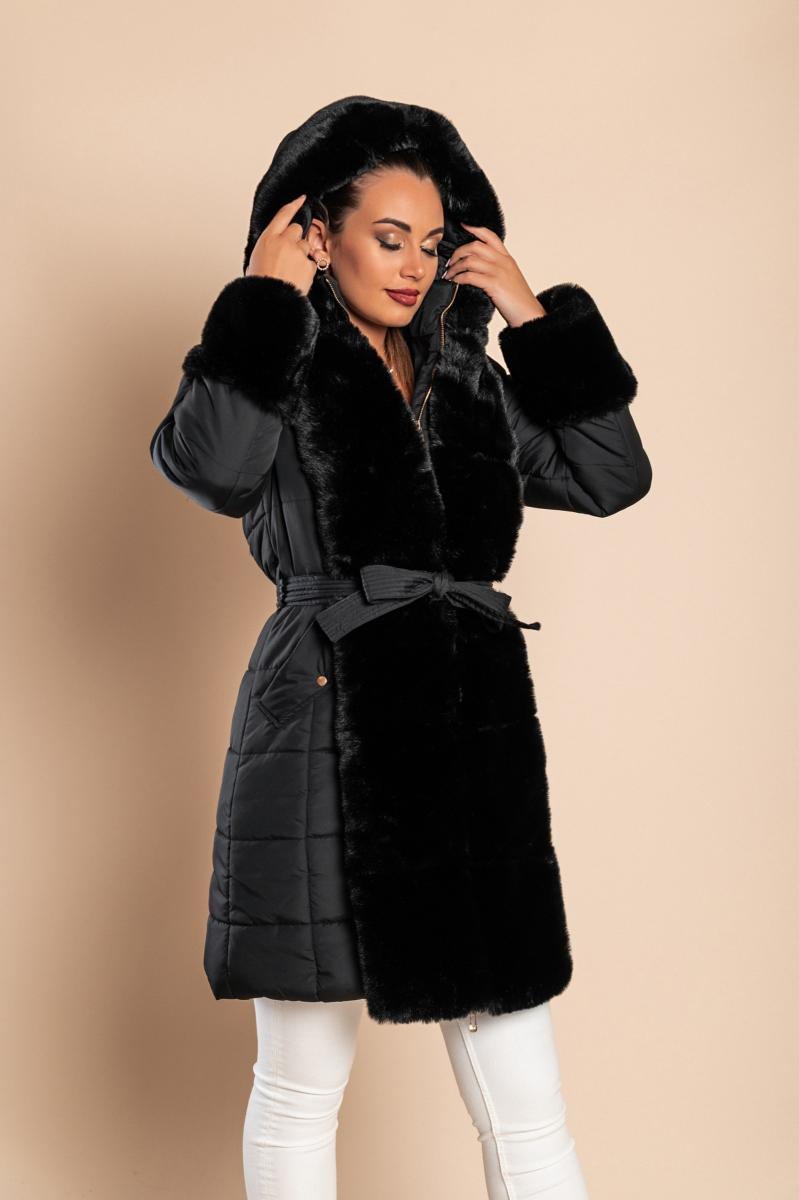 Padded jacket with faux fur