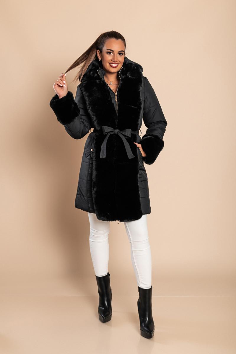 Padded jacket with faux fur
