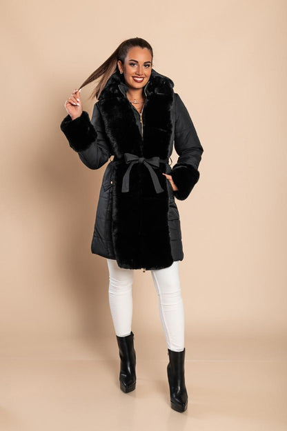 Padded jacket with faux fur