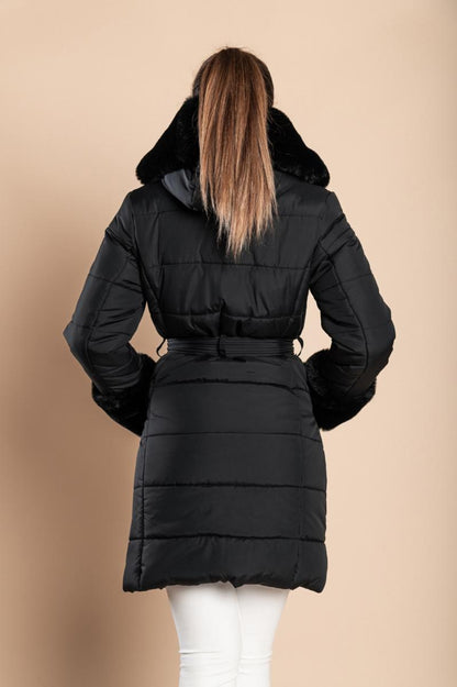 Padded jacket with faux fur