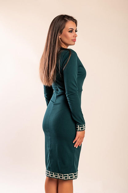 Elegante abito midi con stampa geometrica