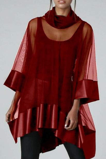 Transparent tunic with artificial leather